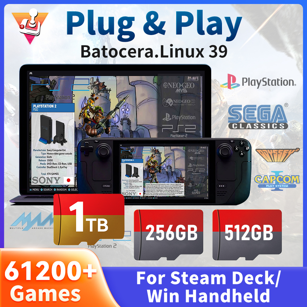 Retro Gaming Batocera - 1TB Game TF Card for Steam