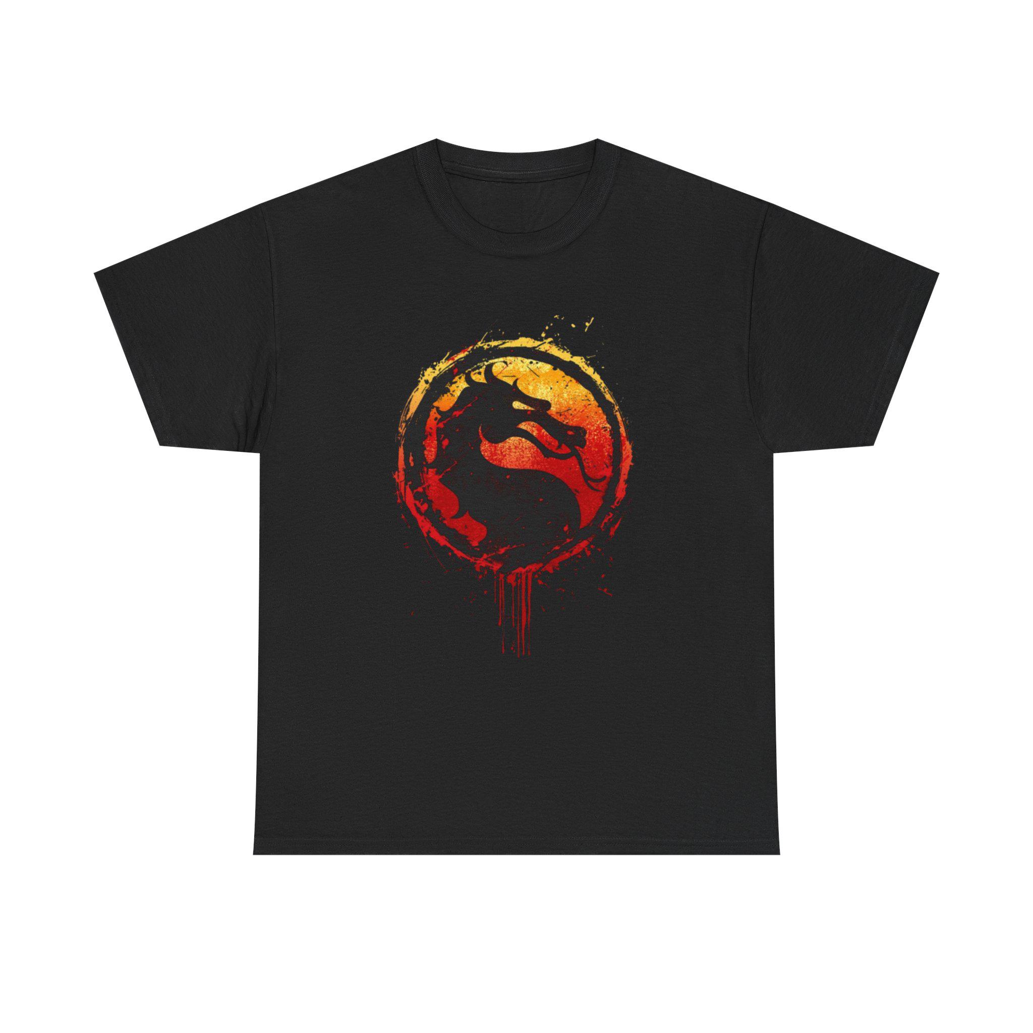 Retro Gaming Aesthetic - Mortal Kombat Red Yellow Dragon Graphic