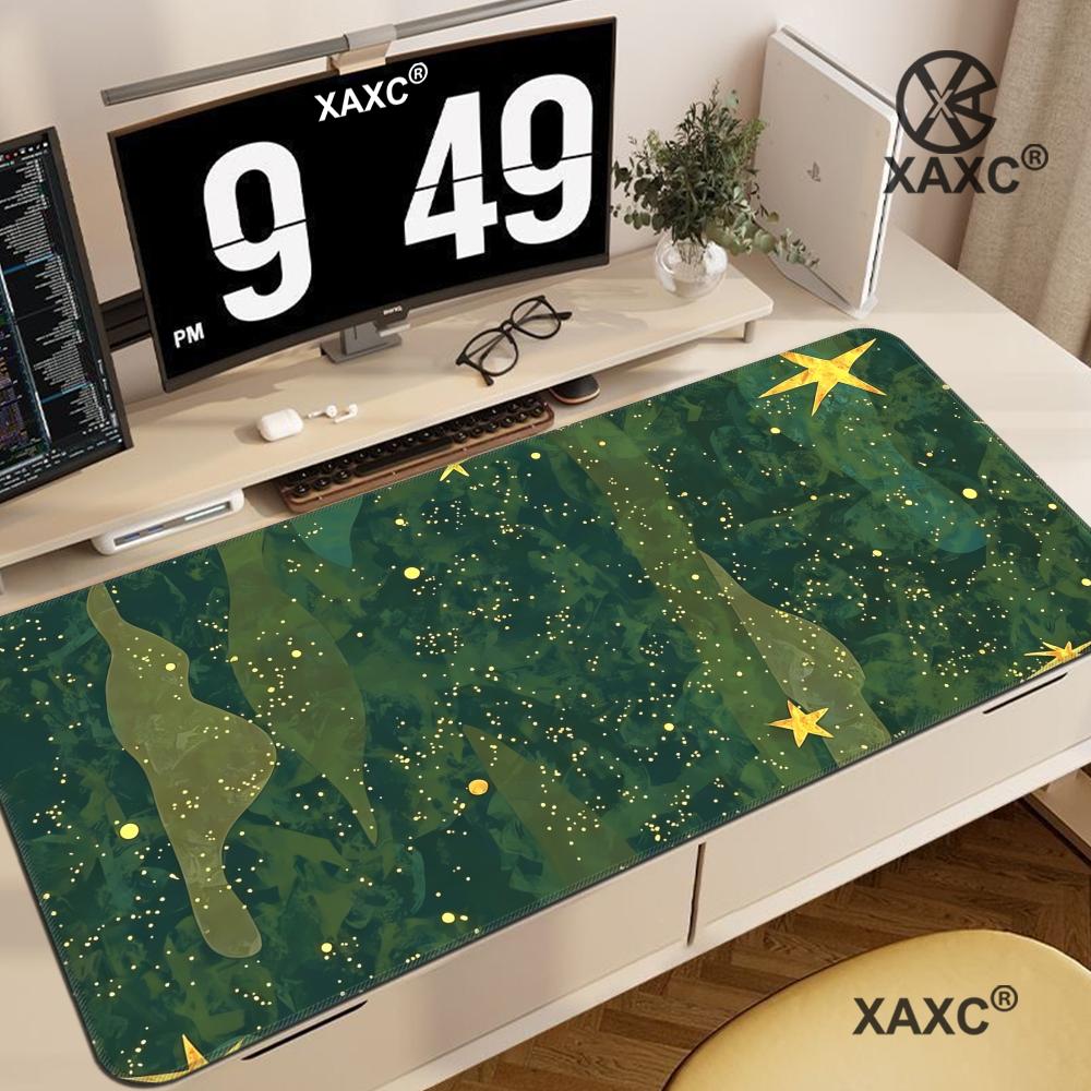 Retro Gaming Keyboard And Mouse - Green Retro Star Stripes Desk Mat