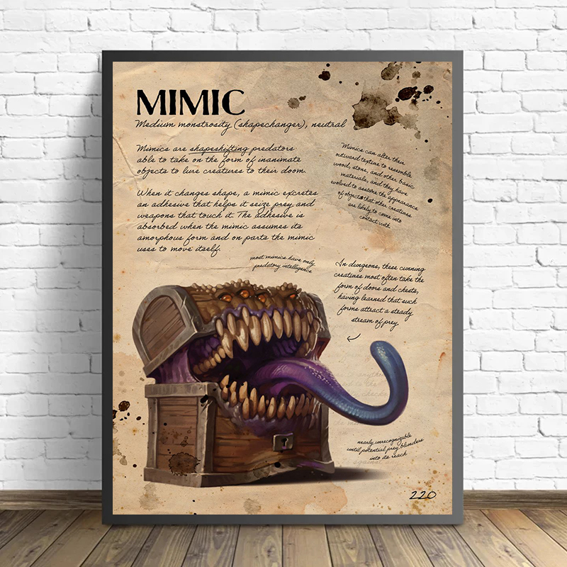 1Pc Frameless Retro D&D Monste – Retro Gaming Art Bewertung und Preis