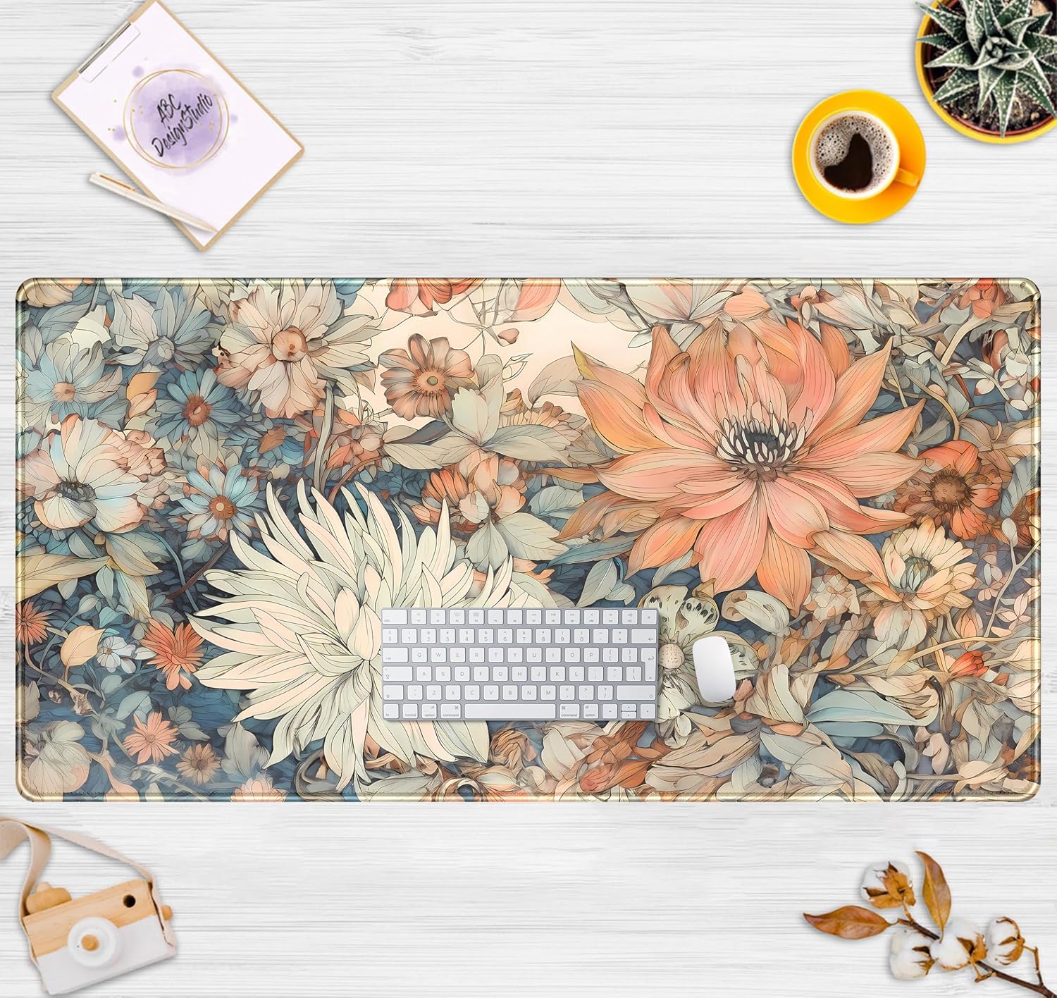 Retro Japanese Floral Desk Mat – Retro Gaming Keyboard And Mouse Bewertung und Preis